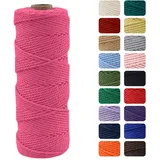 MOMAHUA 2mm Rosenrot Makramee Garn, 100m Makramee Baumwollgarn 2mm/3mm, Baumwollkordel Natur, Baumwoll Bastelschnur für Basteln Stricken Boho Deko DIY Handwerk Wandbehang Wohnzimmer Balkon