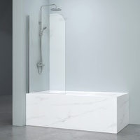 EMKE Duschwand für Badewanne 90x140 cm Duschabtrennung Faltbare Duschwand 1-teilig Faltbar 6 mm NANO-GLAS badewannenfaltwand
