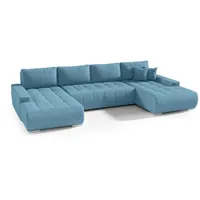 Fun Möbel Wohnlandschaft Sofa mit Schlaffunktion VOGAR Stoff Aston Lichtblau - Blau