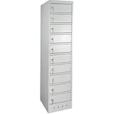 Proregal Notebook-Schrank mit 10 Fächer HxBxT 180x40x50cm | Lichtgrau