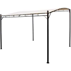 DEGAMO Anbaupavillon MANTOVA-XL 3x3 Meter, Stahl dunkel, Plane PVC-beschichtet écru