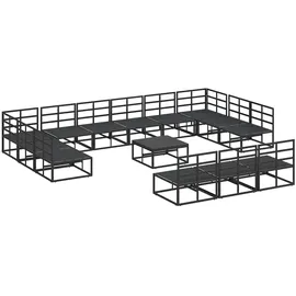 vidaXL Garten-Sofa-Set mit Kissen Schwarz Aluminium