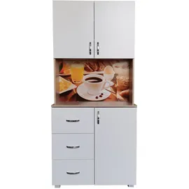 Hti-Living Küchenbuffet 3 Schubladen Blanca Bistro 80 x 180 x 40 cm BEIGE