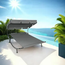Tectake Livorno Sonnenliege 215 x 183 x 150 cm Schwarz