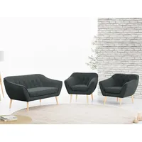 MKS MÖBEL Sofa PIRS 2 1 1, Pirs Loungesofa und Zwei Sessels, Moderne Sofa Set, Skandinavische Deko grau