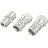 Hama Antennen-Adapter-Set SAT 2 F-Stecker und Adap. F-Kupplung/F-Kupplung Silber