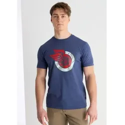 Lois Jeans für Herren. 157903962 Kurzarm-T-Shirt mit blauer Trikolore-Grafik (3XL), Lässig, Baumwolle