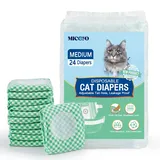 MICOOYO Hundewindeln für Hündinnen, Super Saugfähige Katzen Windeln mit Verstellbaren Schaumstofflöchern, Einweg-Katzen-Windelhosen für läufige Hündinnen(M, 24Stück)