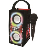 Lexibook BTP180TVZ The Voice Tragbarer Bluetooth-Lichtlautsprecher mit Mikrofon, Stereoanlage, Lichteffekten, Karaoke, Kabelloser, USB, SD-Karte, Akku, Schwarz/Rot