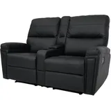 Mendler 2er Kinosessel HWC-K17, Relaxsessel Fernsehsessel Sofa, Nosagfederung Getränkehalter Fach - Kunstleder schwarz