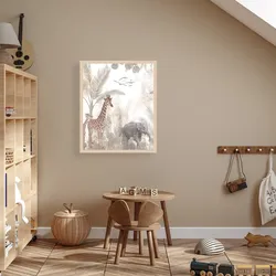 Bild mit Rahmen LÜTTENHÜTT "oder Poster, Tiere im Dschungel", bunt (farbe rahmen: beige, farbe bild(er): bunt), B:50cm H:70cm T:0,7cm, Holz, Plexiglas, Bilder, HD Premium Druck