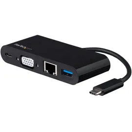 Startech StarTech.com USB-C VGA Multiport Adapter - Power Delivery (60W) - USB C Adapter für Mac, Windows, Chrome OS - Docking Station - USB-C 3 Ports), Dockingstation Hub, Schwarz