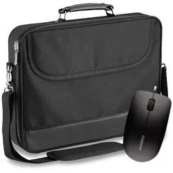 PEDEA Laptoptasche 15,6 Zoll BLACKLINE + CHERRY MC 1000 Maus Notebook Umhängetasche mit Schultergurt, schwarz
