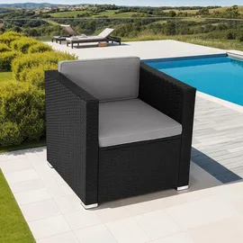 Tectake tectake® Rattansessel - widerstandsfähig, inklusive Sitz- und Rückenpolster, 70 x 69 x 65cm
