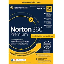 NortonLifeLock Norton 360 Premium + Utilities Ultimate 10 Geräte - 1 Jahr, Download