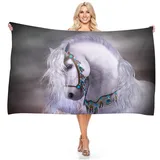 Ailaikei Pferde Strandtuch galoppierendes Pferd Collection Badetuch, Pferde-Motiv, Badetuch groß,microfaser,Geschenk für Mädchen (1,70x140cm)