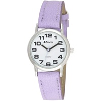 Ravel - Damen (groß) - Armbanduhr mit großen Ziffern - Violett/silbernes Ton/weißes Zifferblatt