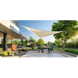 krumad Sonnensegel Dreieck 4x4 m Beige Sonnenschutz Wasserabweisendes UV Wetterfest mit Befestigungsseilen - Beige