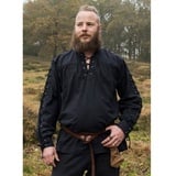 Battle Merchant Wikinger-Kostüm Mittelalter Hemd schwarz mit Schnürung, Corvin XXL schwarz XXL | XXL