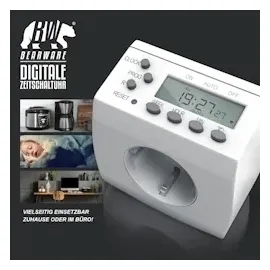 Bearware digitale Zeitschaltuhr in kompakter Bauform Kinderschutzsicherung / Zufallsschaltung