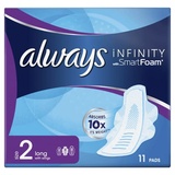 Always Infinity FlexProtect Einlagen lang (Größe 2) Flügel, geruchlos, 6X 11 Damenbinden, bis zu Null Gefühl, bis zu Null Auslaufen, dünner und flexibler Schutz, immer weichste Deckschicht