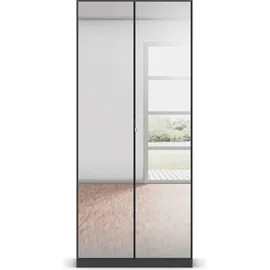 Rauch Reflect, grau (graumetallic), B:91cm H:210cm T:54cm, Holzwerkstoff, Schränke, Drehtürenschrank, mit Spiegelfront, inkl. praktischer Inneneinteilung und Stoffboxen-Set