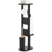 Yorbay Stand WC-Garnitur aus Bambus, mit Toilettenpapierhalter und WC-Bürstenhalter/Smartphone
