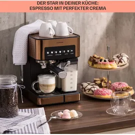 Klarstein Arabica Comfort Siebträgermaschine Kupfer-Metallic