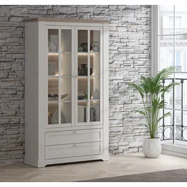 Forte Vitrine "Iloppa", braun (schnee eiche, nelson eiche), B:125,3cm H:209,8cm T:44,3cm, FSC-zertifizierter Holzwerkstoff, Schränke, Vitrine, Höhe ca. 209 cm