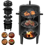 Jiubiaz Smoker 3 In 1 Bbq Räuchertonne Räucherofen Holzkohlegrill Räuchergrill Grill 80cm Ø 40 Cm Grilltonne