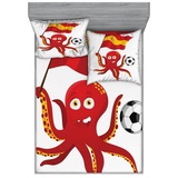 Abakuhaus Bettwäsche bedrucktes 3-teiliges Bettwäscheset, Microfaser, Pferd Lustige Fußball Octopus und Flagge gelb|weiß