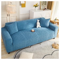Sofahusse Stretch-Sofabezug Elastisch Couch Sesselbezug mit dezentem Muster, Lollanda blau 145 cm