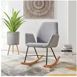 loft24 Schaukelstuhl Coban - Schaukelsessel, Kufengestell, gepolstert, Kufengestell, Metallgestell, Skandinavisches Design grau