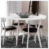 Pharao24 Esstisch Vanencia, aus Massivholz, mit runder Tischplatte weiß