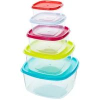 QILZO 5er-Set Frischhaltedosen mit Deckel, 220–2000 ml, BPA-frei, Kunststoff, mikrowellengeeignet, spülmaschinenfest, gefriergeeignet, Vorratsdosen, Gefrierdosen, Aufbewahrungsbox Küche