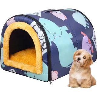 Qurygin Outdoor Hundehöhle – Katzenhütte – rutschfeste Hundehütte Waschbar Hundebett Warm Wasserabweisend Gemütliche Hundehöhle für Mittlere und Kleine Hunde