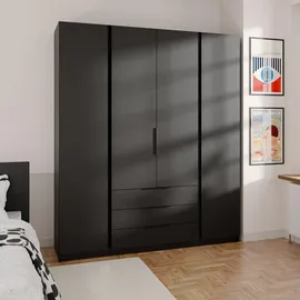 masseno Drehtürenschrank CAGLIARI 200 x 239 x 61,9 cm Schwarz