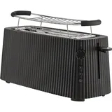 Alessi - Plissé Langer Toaster mit Brötchenaufsatz, schwarz