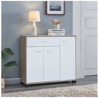 [en.casa]® Sideboard Bobeck 72x80x28 cm Eiche/Weiß