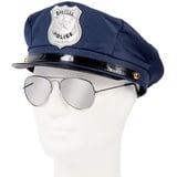 Alsino Cop Polizei Fasching Verkleidung (Kv-132) Blaue Polizeimütze und Pilotenbrille