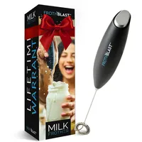 FrothBlastTM Tragbarer Milchaufschäumer für Kaffee (Aufschäumer) Elektrischer Milchaufschäumer für Latten, Cappuccino, Frappe, Matcha, heiße Schokolade (Schwarz)