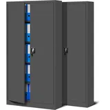 Jan Nowak 2er Set Metallschrank Stahlschrank Werkzeugschrank Büroschrank Lagerschrank Universalschrank Pulverbeschichtung Flügeltüren 185 x 90 x 40 cm Farbe: Anthrazit/Anthrazit - Dunkelgrau