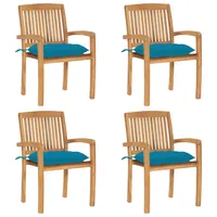 vidaXL Stapelbare Gartenstühle mit Kissen 59 x 95,5 x 26 cm braun 4 St.