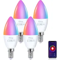 Fitop Alexa Smart Glühbirnen, E14 Wlan LED Lampen Dimmbar Glühbirne 4.9W 470Lm+2700-6500K+RGB 16 Millionen Farben, App Steuern Kompatibel mit Alexa/Google Home, Sprachsteuerung 4 Pack