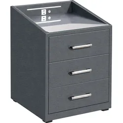 Nachtkonsole ED EXCITING DESIGN "Moon", grau (anthrazit, colet 17 anthrazit), B:47cm H:61cm T:46cm, Sideboards, mit LED-Beleuchtung und USB-Anschluss & USB-C-Anschluss