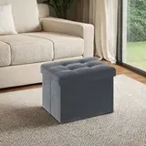Sitzbank mit Stauraum aus Samt, klappbare Sitztruhe, Aufbewahrungsbox mit Deckel