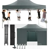 COBIZI Faltpavillon 3x3 Wasserdicht Stabil Winterfest ohne Seitenwand,Pop Up Pavillon Partyzelt,Sonnenschutz Gartenpavillon,Pavillon Faltbar mit Handtasche(3 mal 3m Schwarz)