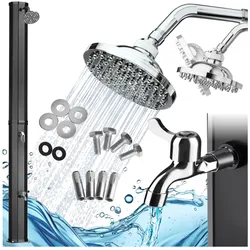 tectake® Solardusche, 35 Liter, Regenduschkopf mit Kugelgelenk, inklusive Wasserhahn