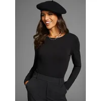 LAURA SCOTT Langarmbody LAURA SCOTT, Damen, Gr. 46, N-Gr, schwarz, Jersey, Obermaterial: 95% Baumwolle, 5% Elasthan, unifarben, Basic, figurbetont, Rundhals, Bodys, aus elastischer Baumwollmischung, figurbetonte Passform