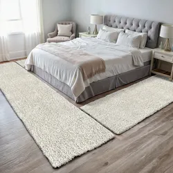 Hochflor-Bettumrandung "My Shaggy", beige (creme), H:37mm, Obermaterial: 100% Polypropylen, MYFLAIR MÖBEL & ACCESSOIRES, Bettumrandung, Shaggy, Uni-Farben, leicht glänzend, extra flauschig, Läufer-Set
